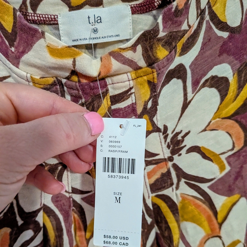 ANTHROPOLOGIE T.La WOMEN'S MULTI FLORAL SLEEVELESS VLADA PINTUCKED TOP #29 - Picture 5 of 5